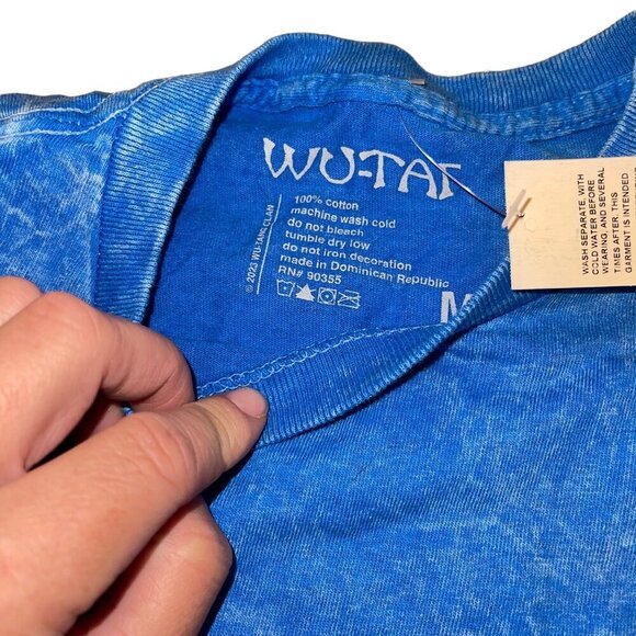 Wu Tang Clan Mens Tee Shirt Size Medium Blue Acid Wash Pure Cotton New - Picture 4 of 8